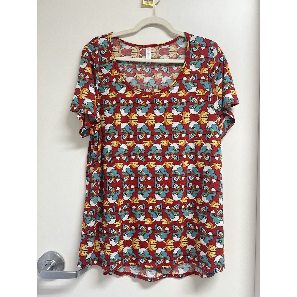 Disney LuLaRoe Donald Duck Tunic Top T Shirt Womens 2XL Red Blue Short Sleeve